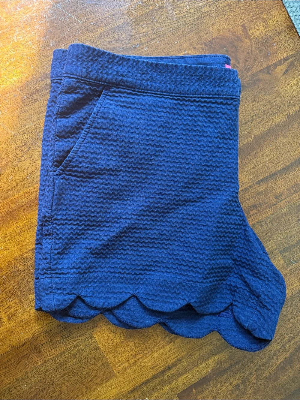 Lilly Pulitzer Navy Scalloped Hem High-Waist Shorts